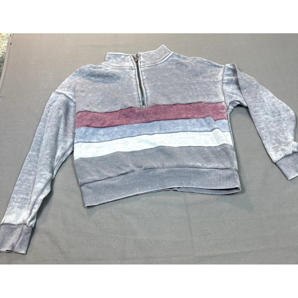 Pink Rose Hoodie Womens Cropped Small Sweater Gray Pink White Colored Zip
